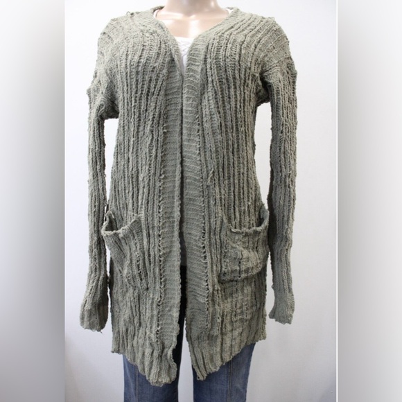 Anthropologie Paper Crane Womens Gray/Green Cardigan, Long Sleeve, Size Sm. - Picture 1 of 8